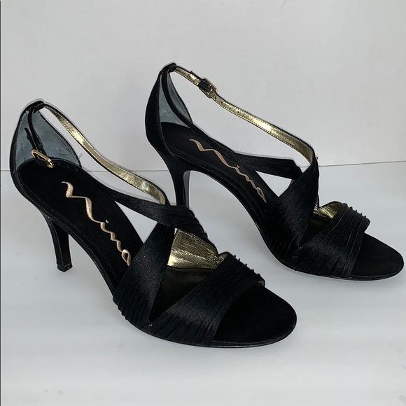 Mina Strappy Slingback Black Open Toe size 8.5 - Picture 9 of 11